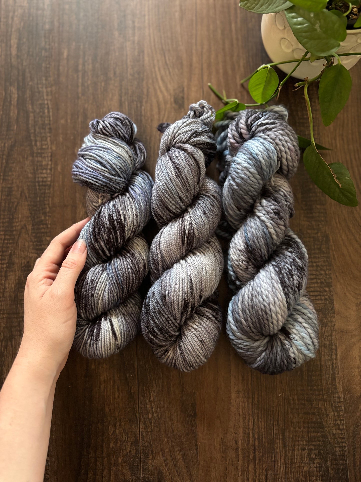 OOAK Blue, grey & black yarn