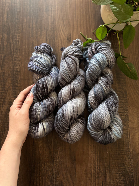 OOAK Blue, grey & black yarn