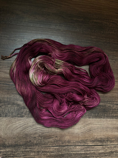 Wine Red with Green Worsted