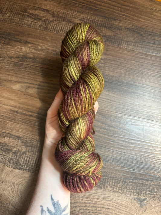 Test Hank of “carnivorous plant” in worsted weight