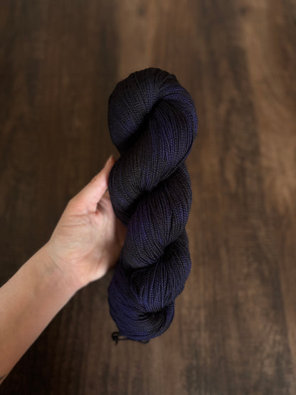 Dark Purple/Black OOAK Sock Weight hank