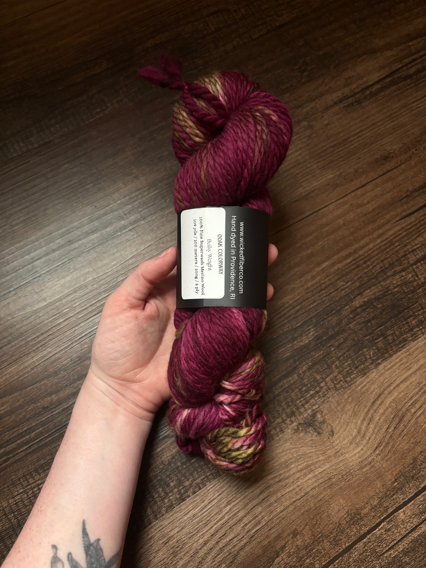 Wine Red with Green Bulky Weight